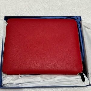 SMYTHSON of Bond Street Real LEATHER Red With Book  and Comparments Pouch W Box